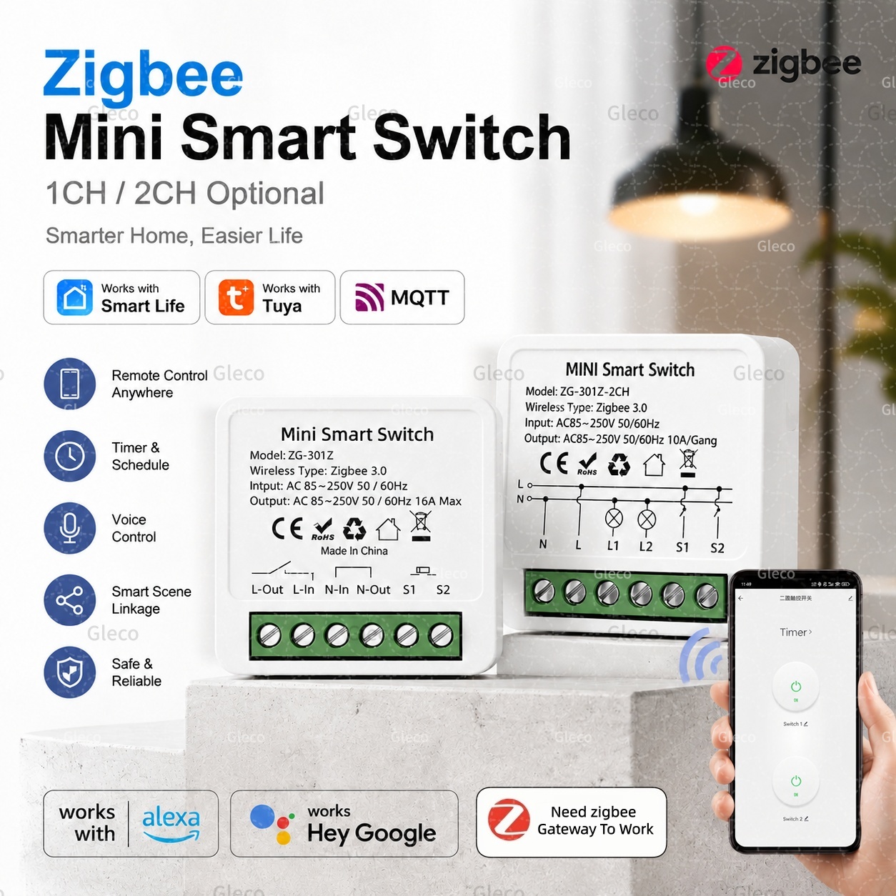 Zigbee Tuya Smart Switch Smart - Smart Home Hub 2 ulasan dan harga